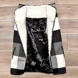 Women's Cottagecore Farmercore Wool Collar Open Front Shawl Vest Large